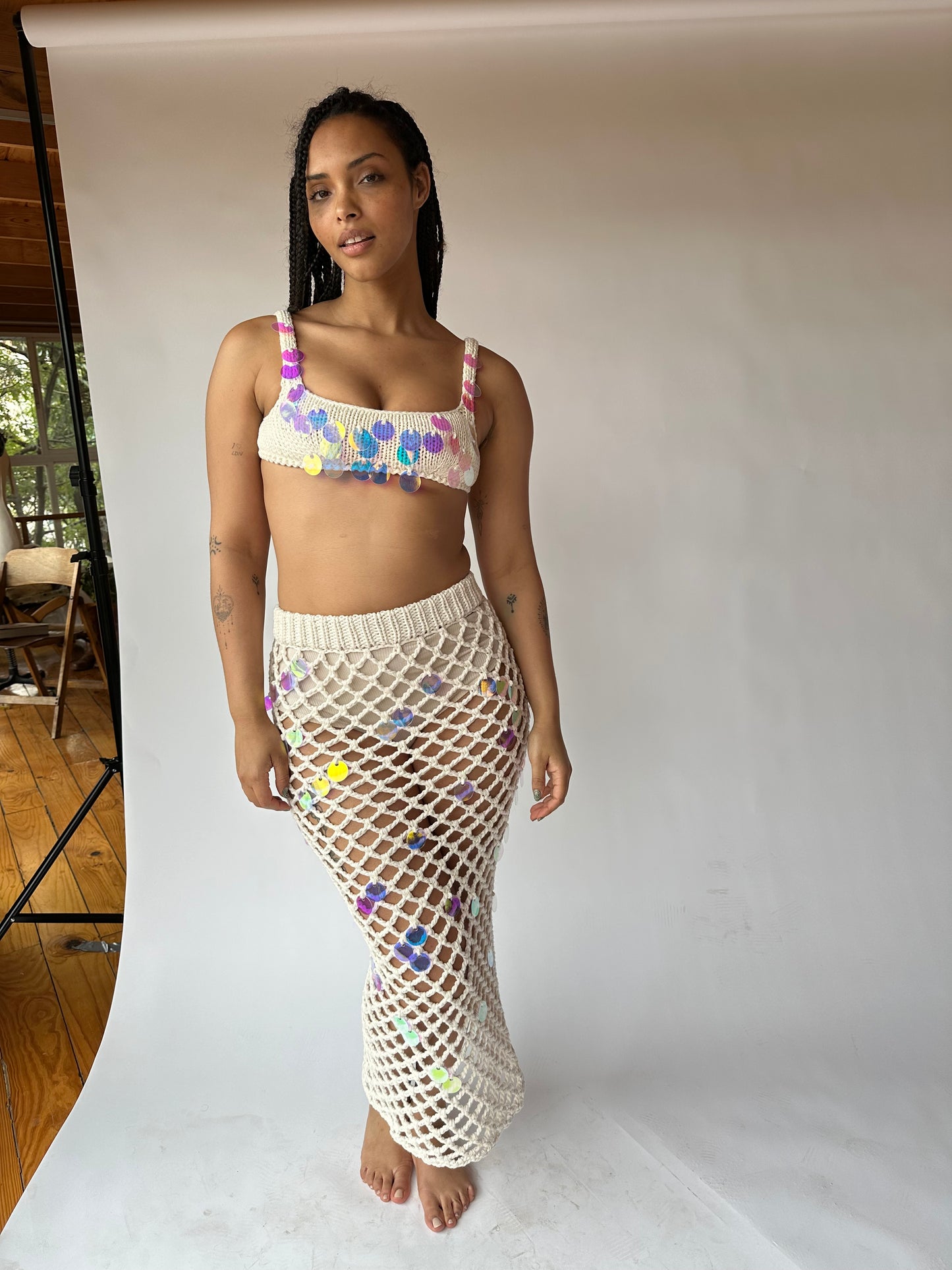 sample SEQUIN HAND CROCHETED SKIRT