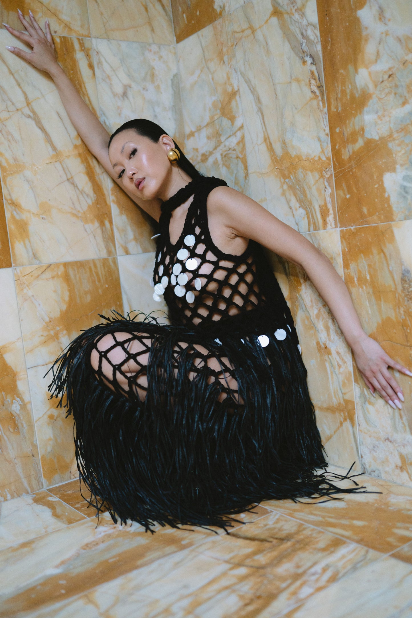 RIYA RAFFIA SKIRT / BLACK