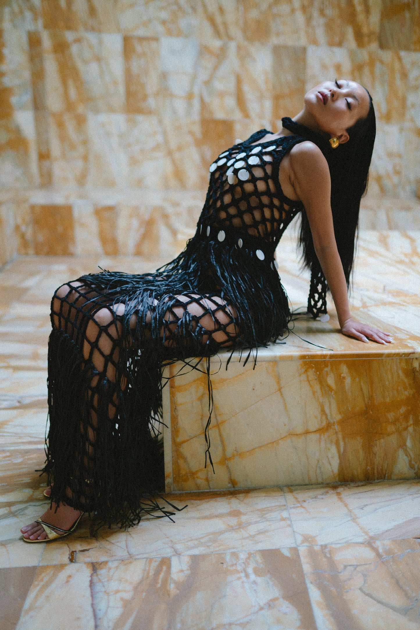 RIYA RAFFIA SKIRT / BLACK