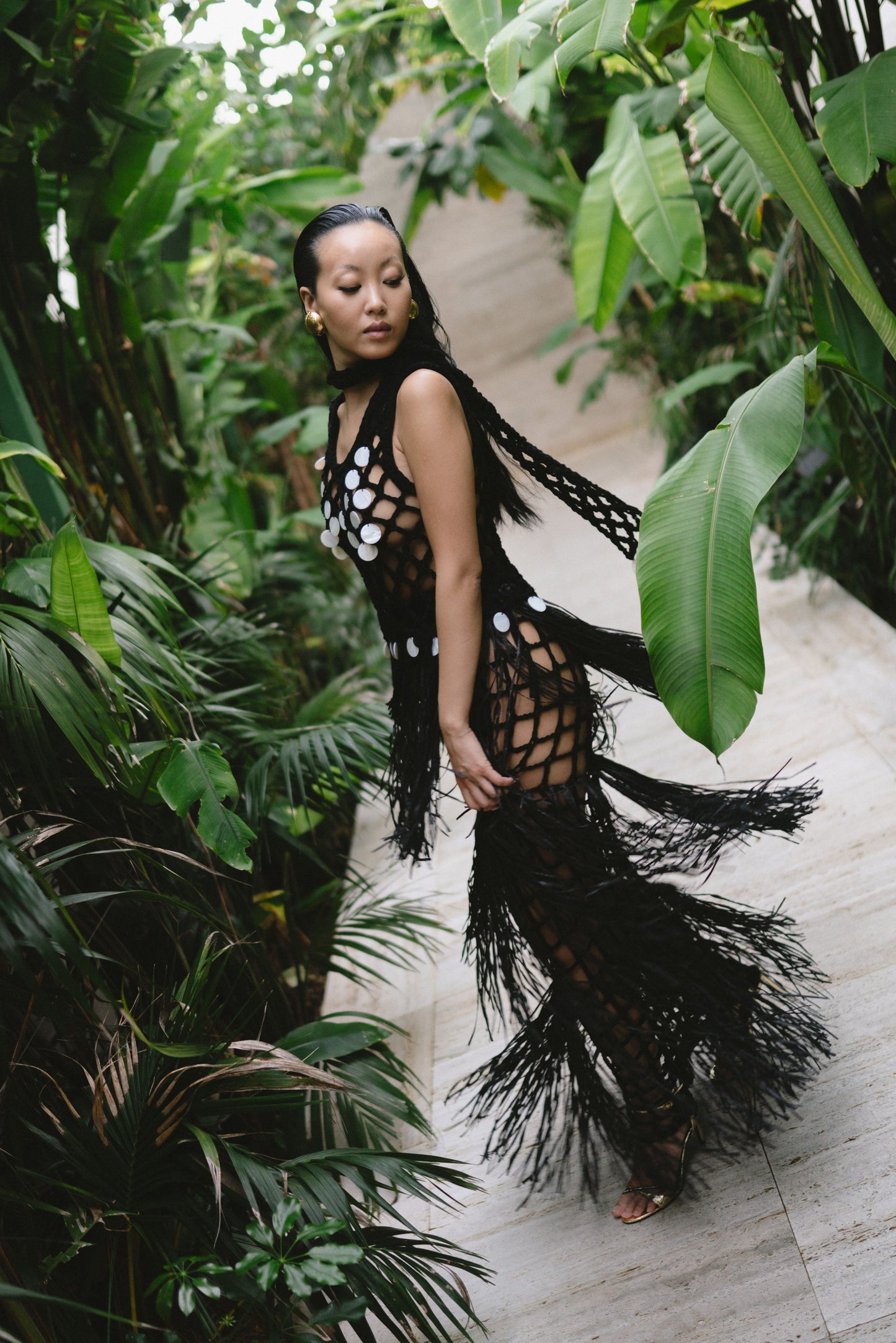 RIYA RAFFIA SKIRT / BLACK