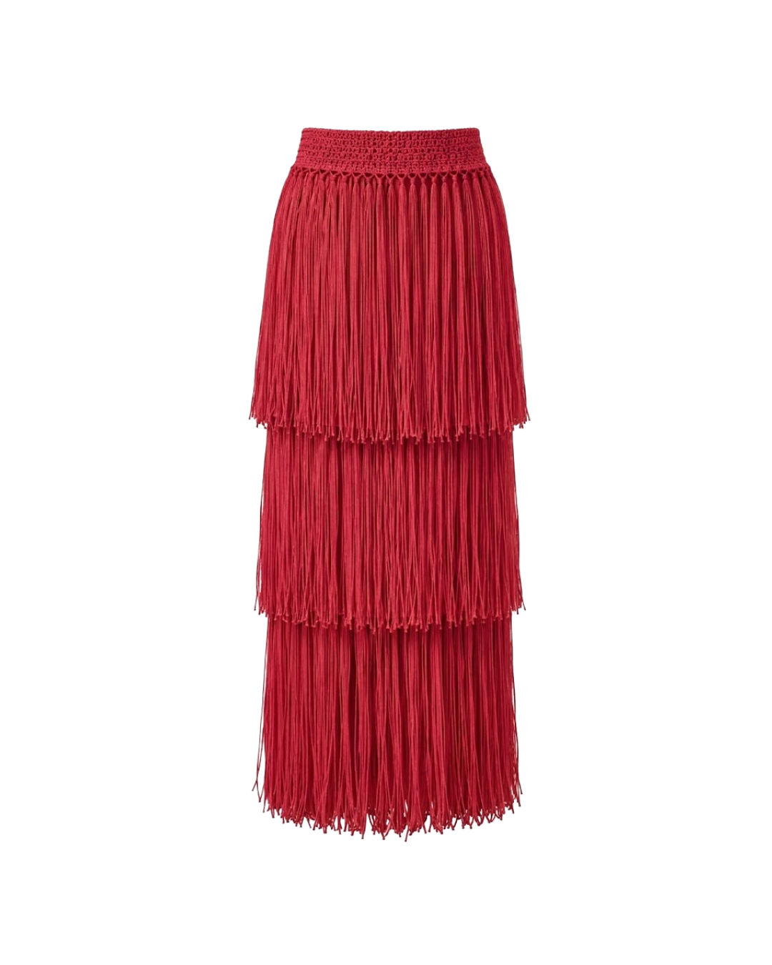 RIYA RAFFIA SKIRT / RED