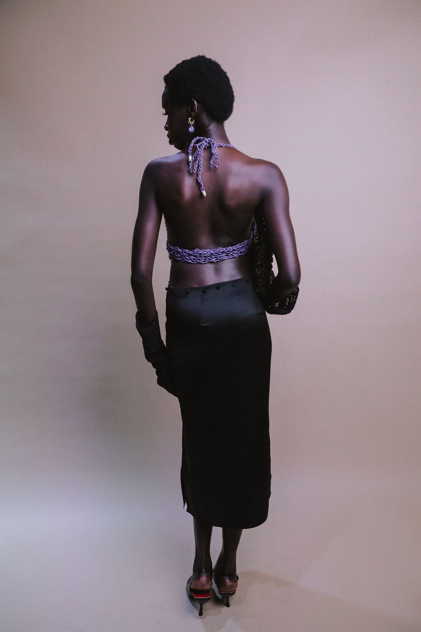 LEATHER HALTER TOP / PURPLE HAZE