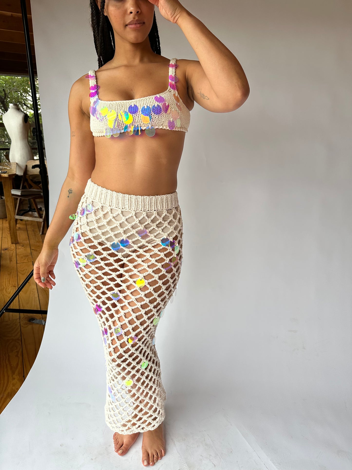 sample SEQUIN HAND CROCHETED SKIRT