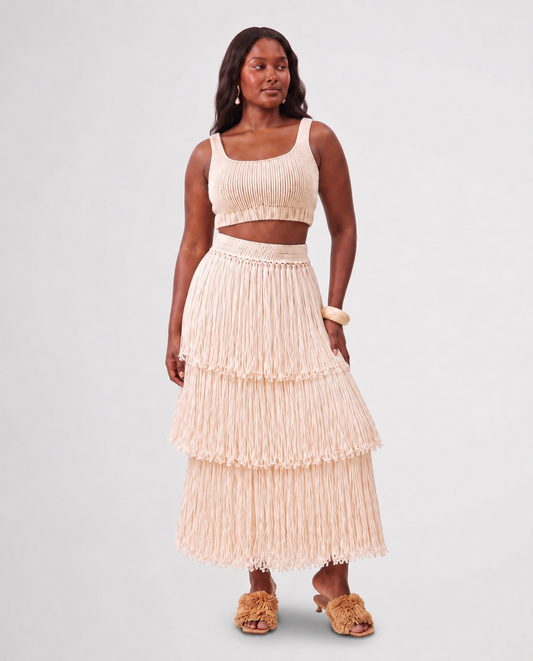 RIYA RAFFIA SKIRT / IVORY