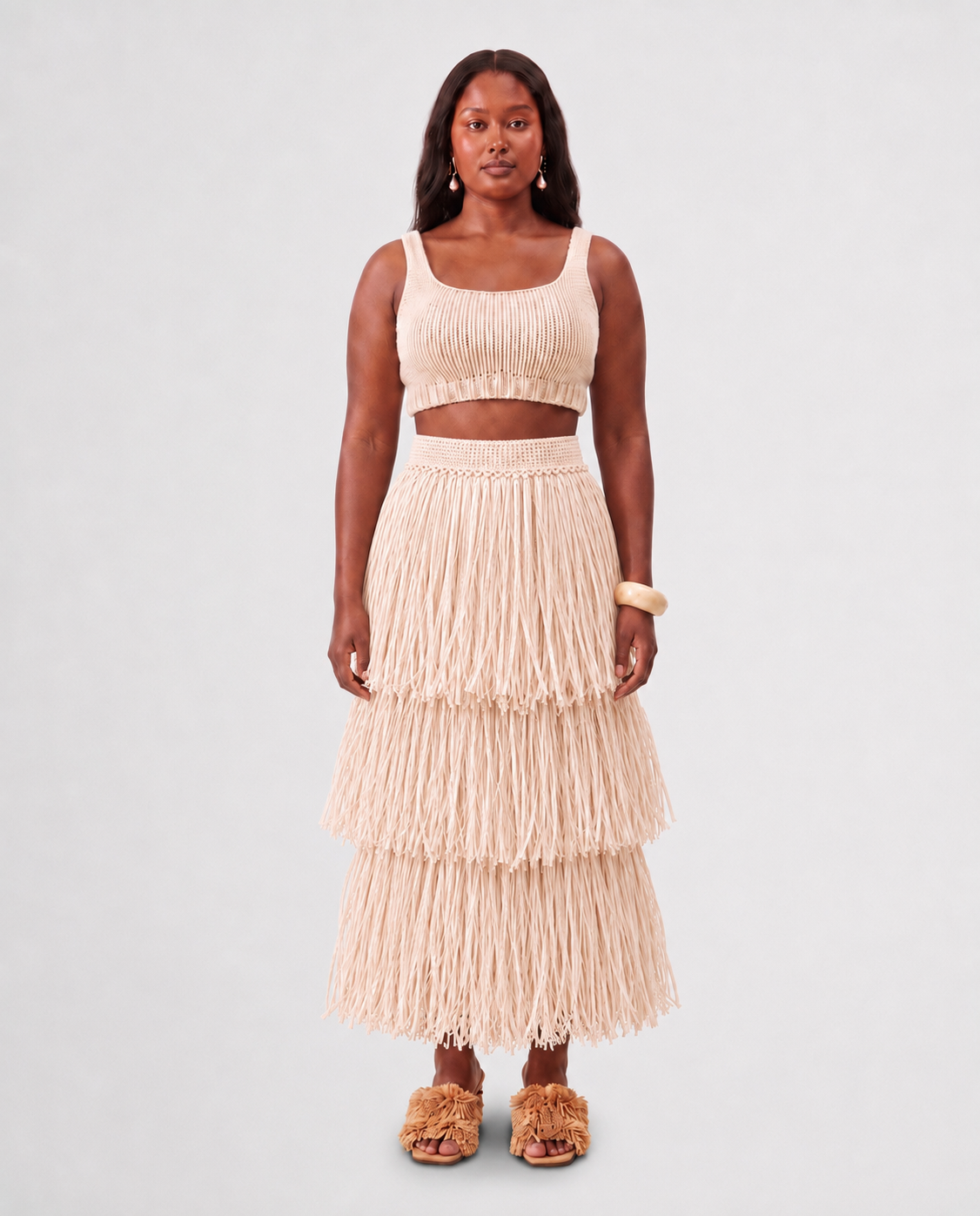 RIYA RAFFIA SKIRT / IVORY