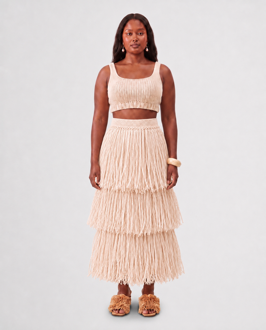 RIYA RAFFIA SKIRT / IVORY