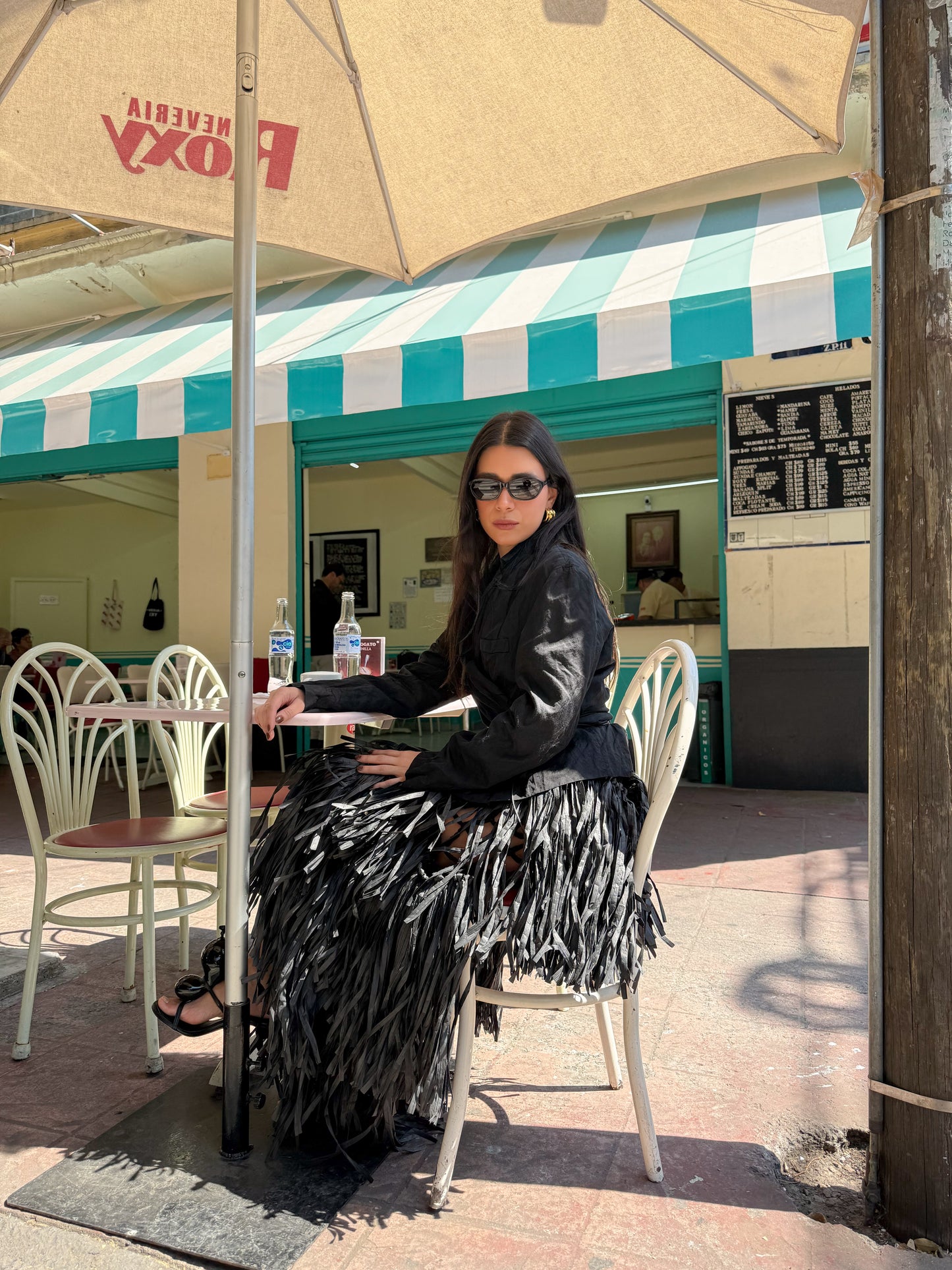 RIYA RAFFIA SKIRT / BLACK