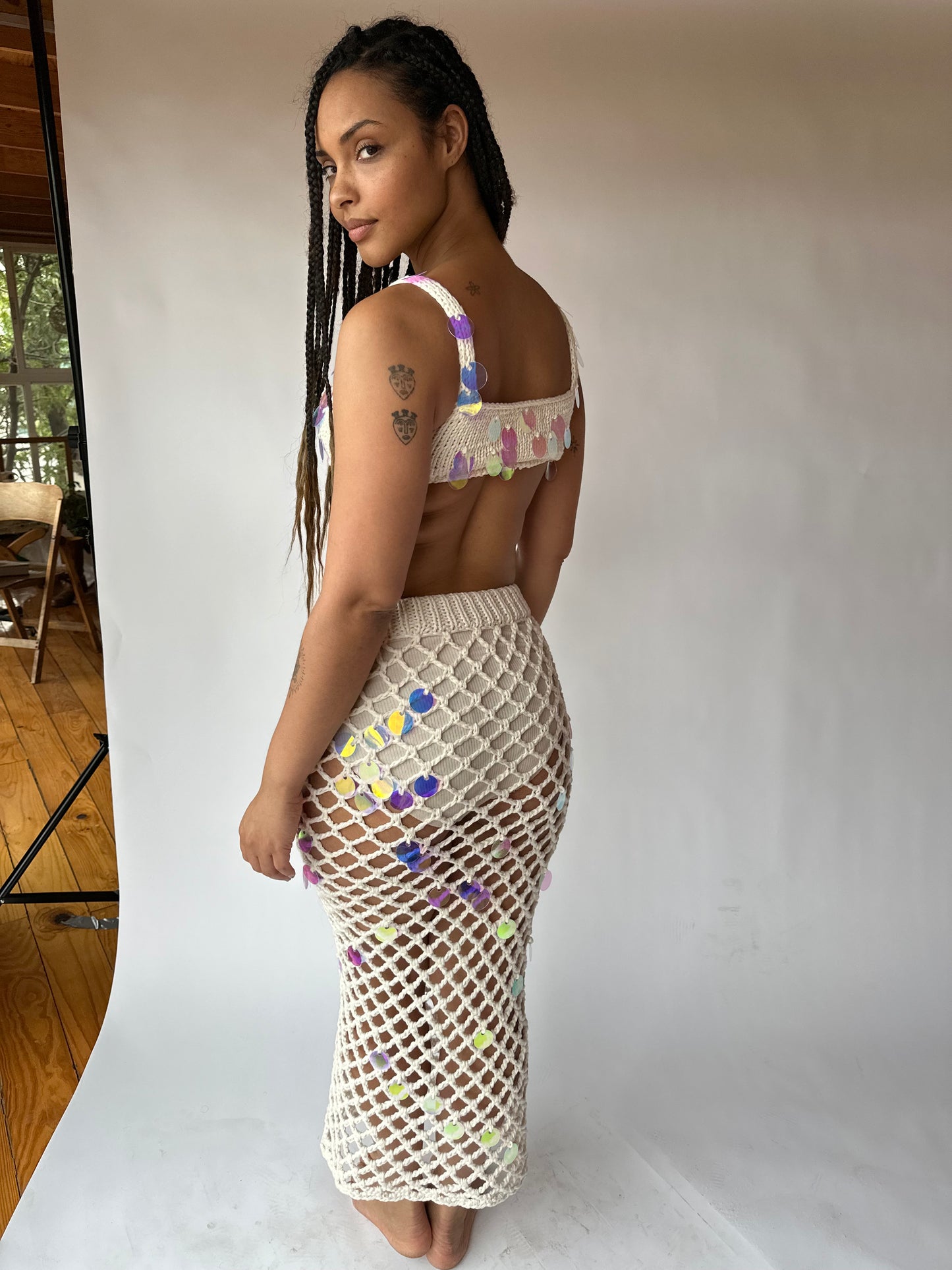 sample SEQUIN HAND CROCHETED SKIRT