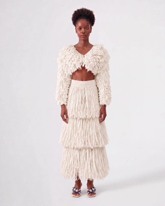 RAFFIA BOLERO JACKET / IVORY