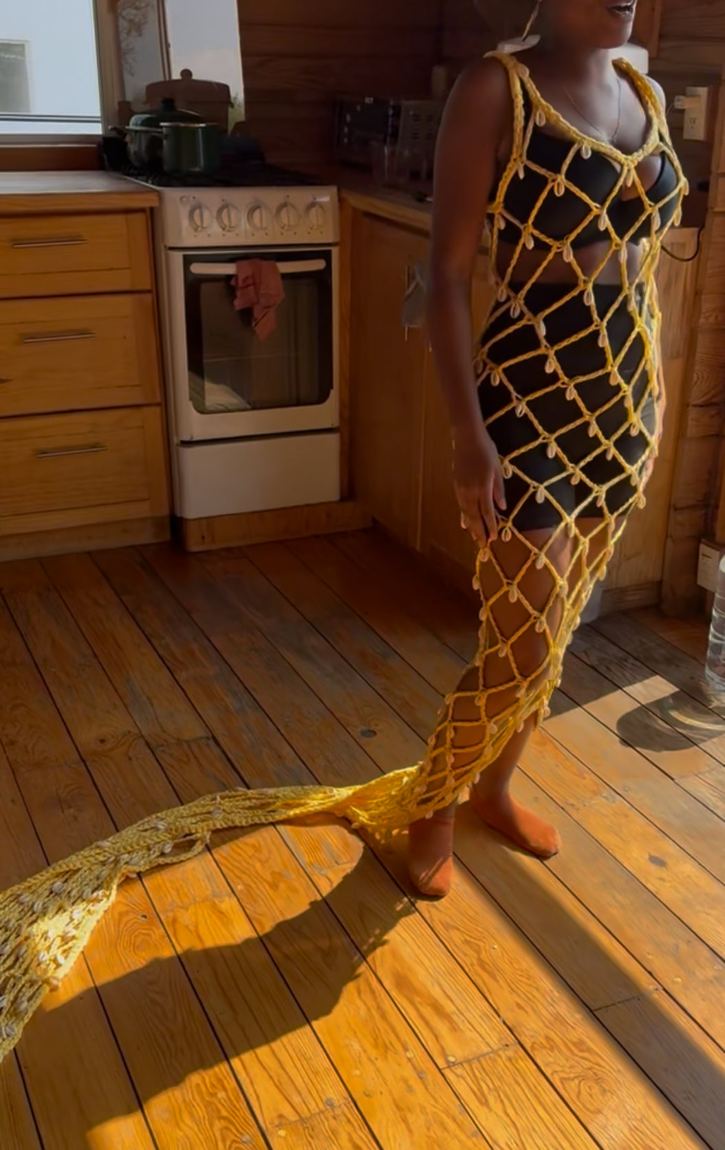 sample COWRIE DRESS WITH TRAIN