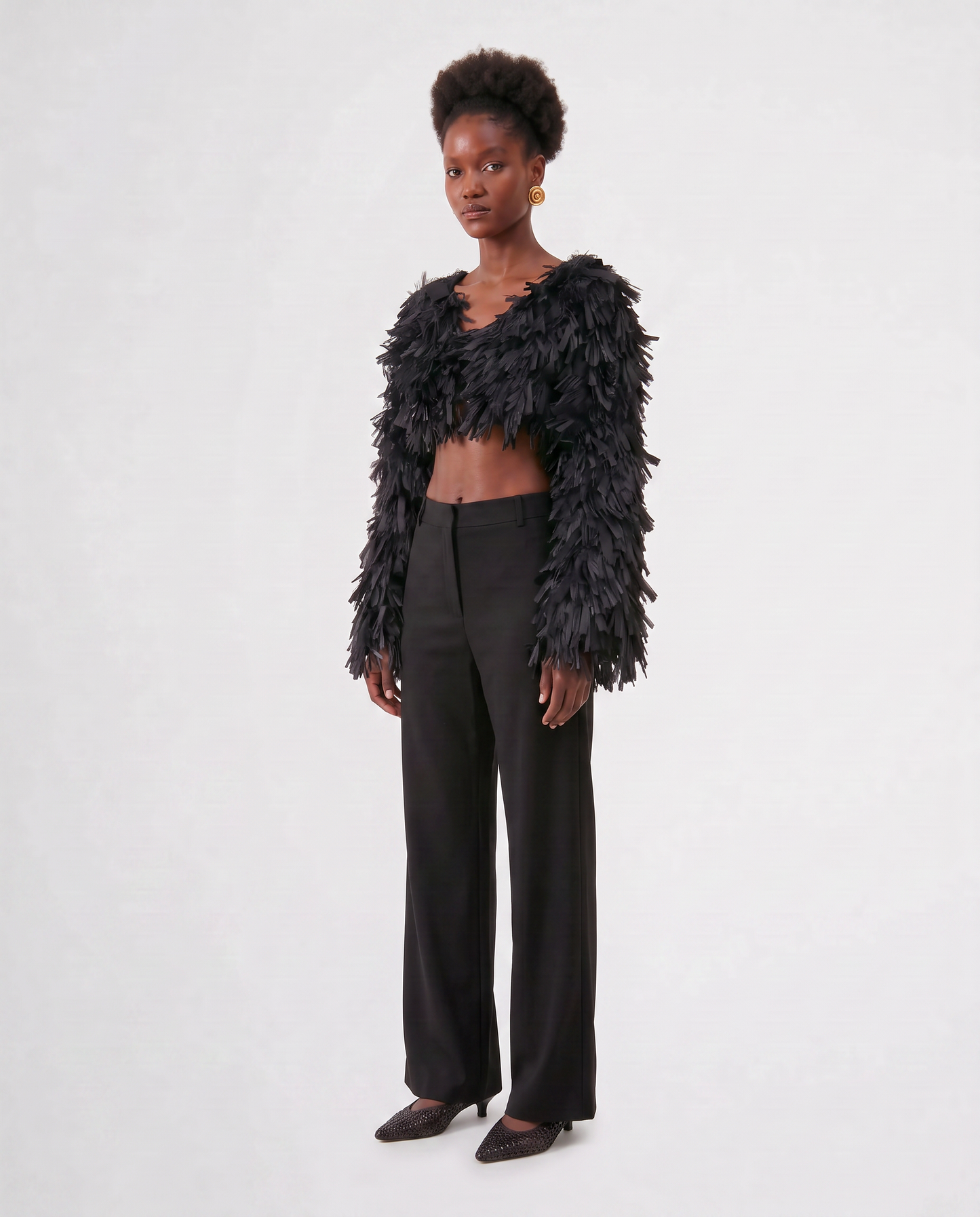 RAFFIA BOLERO JACKET / BLACK