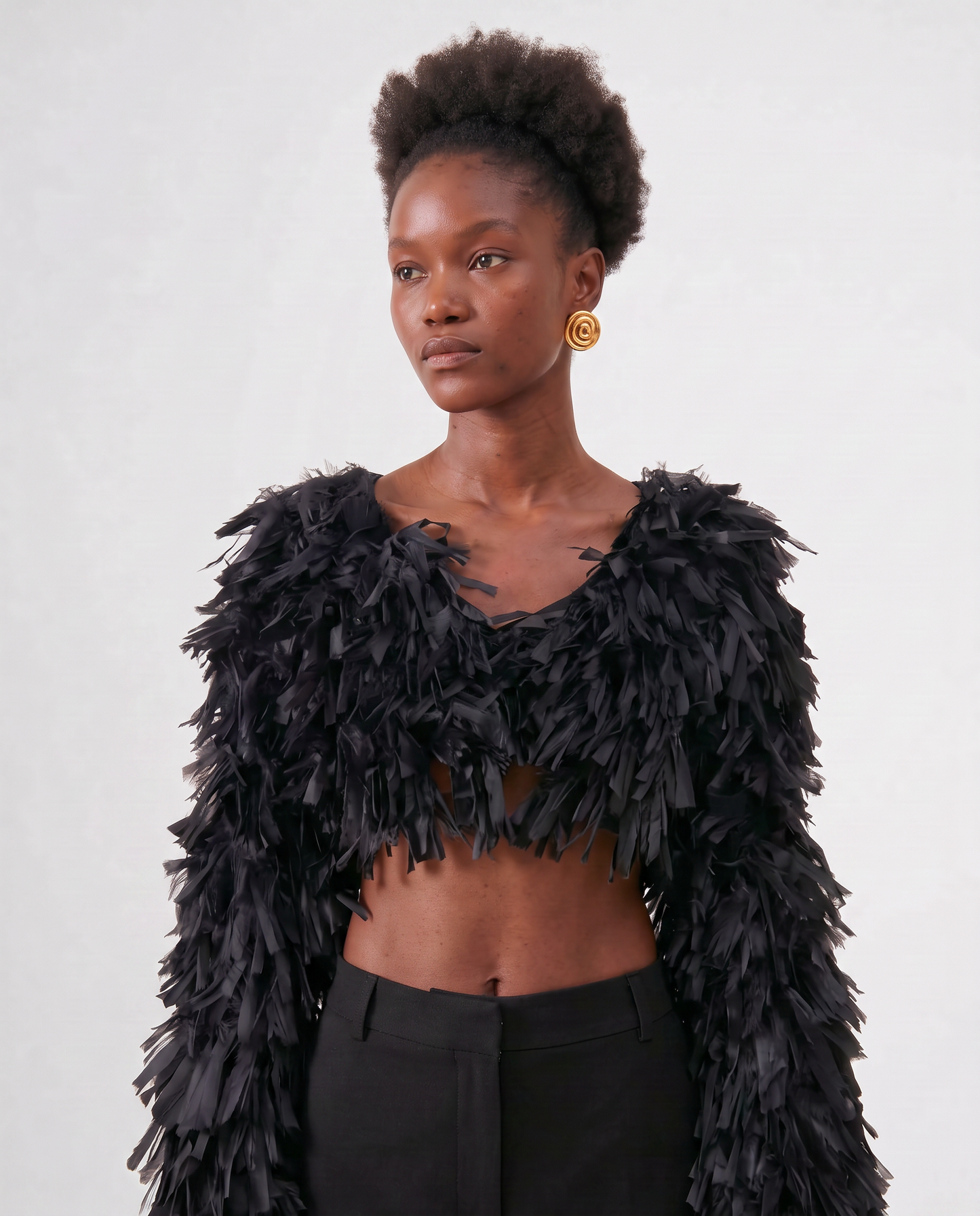 RAFFIA BOLERO JACKET / BLACK