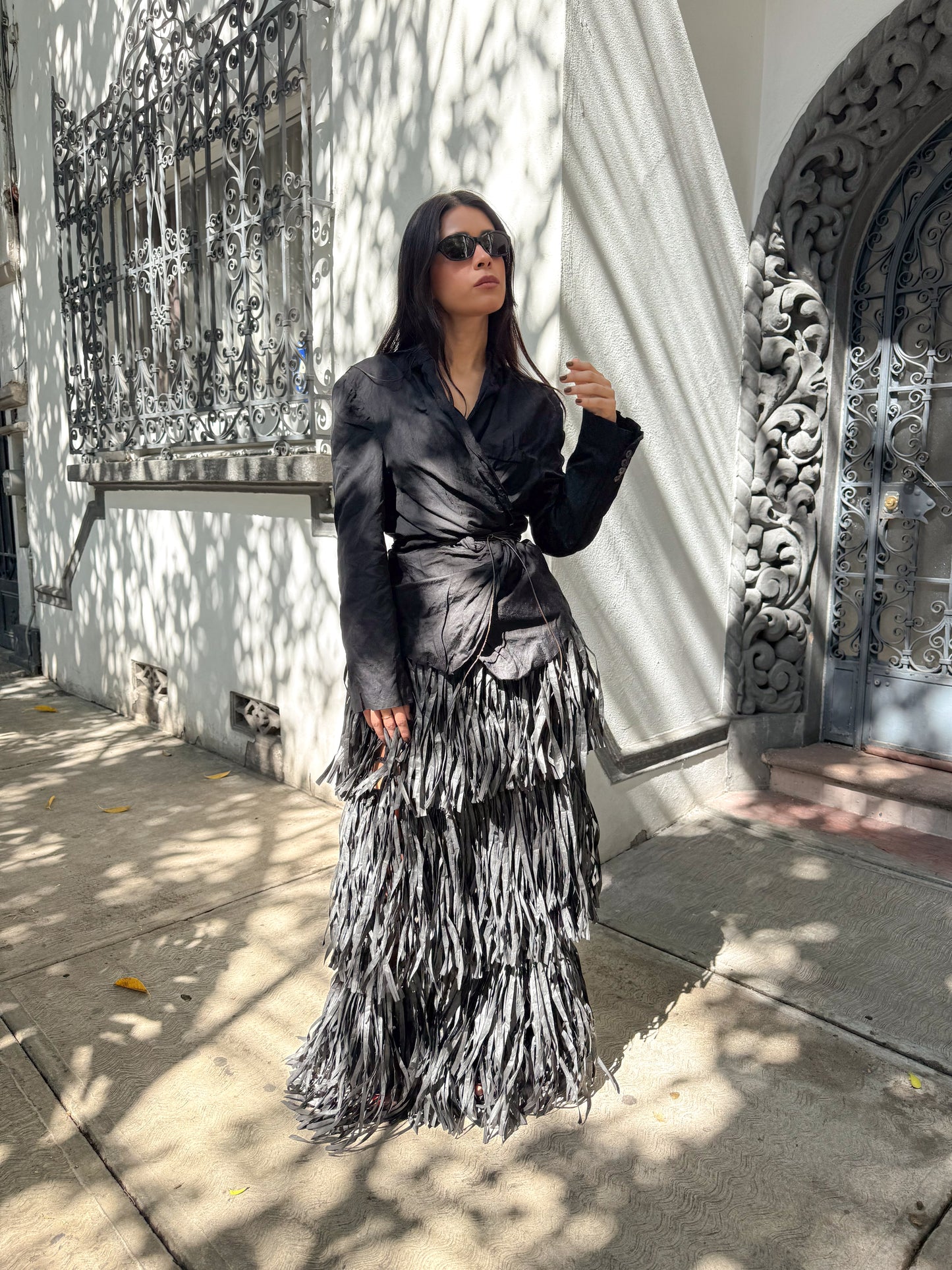 RIYA RAFFIA SKIRT / BLACK