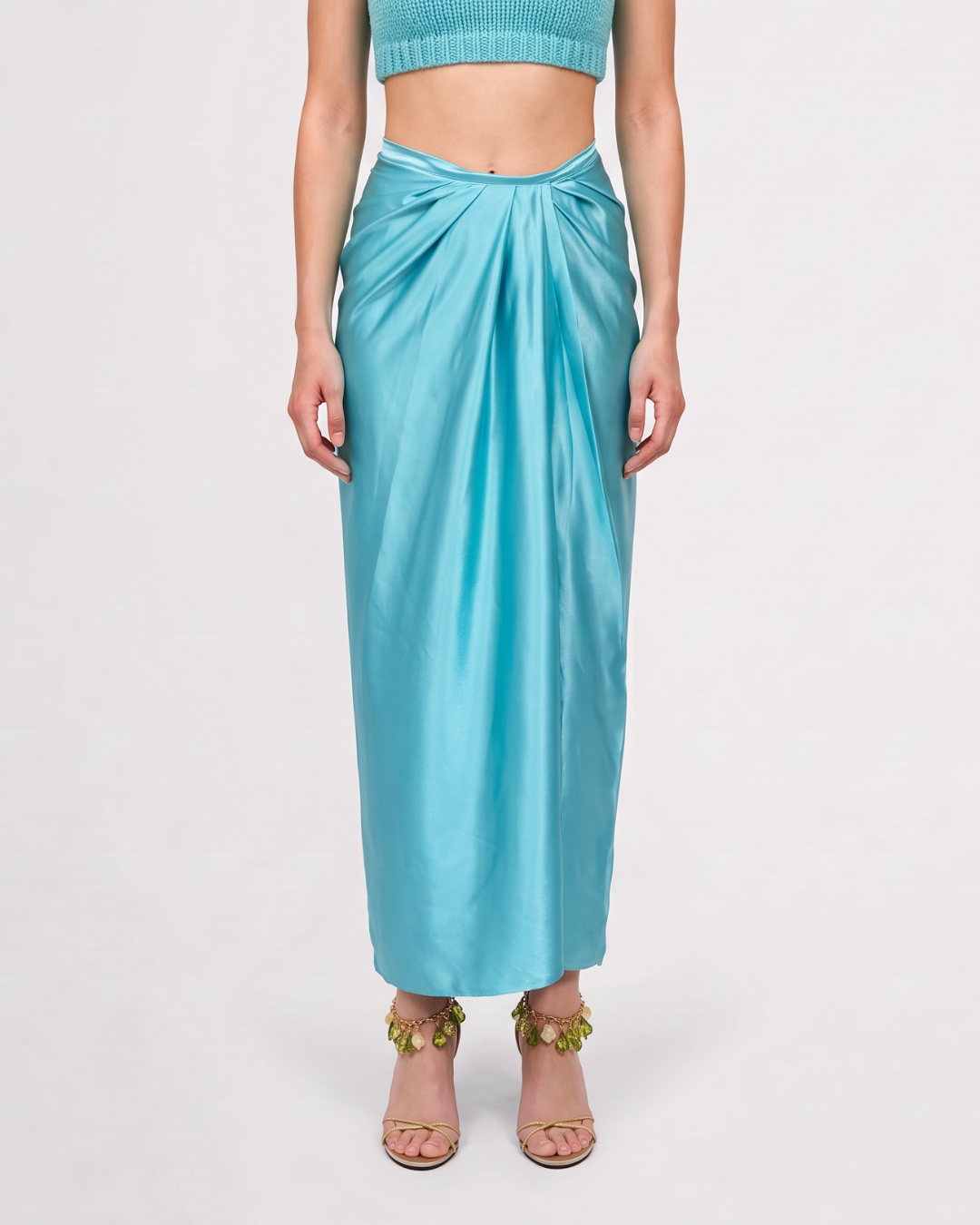 SOLANA SILK SKIRT / CARIBBEAN BLUE