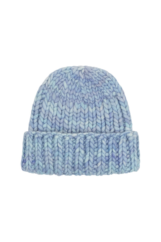 HAND KNITTED MERINO WOOL BEANIE / SKY BLUE