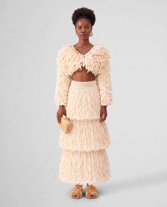 RAFFIA BOLERO JACKET / IVORY