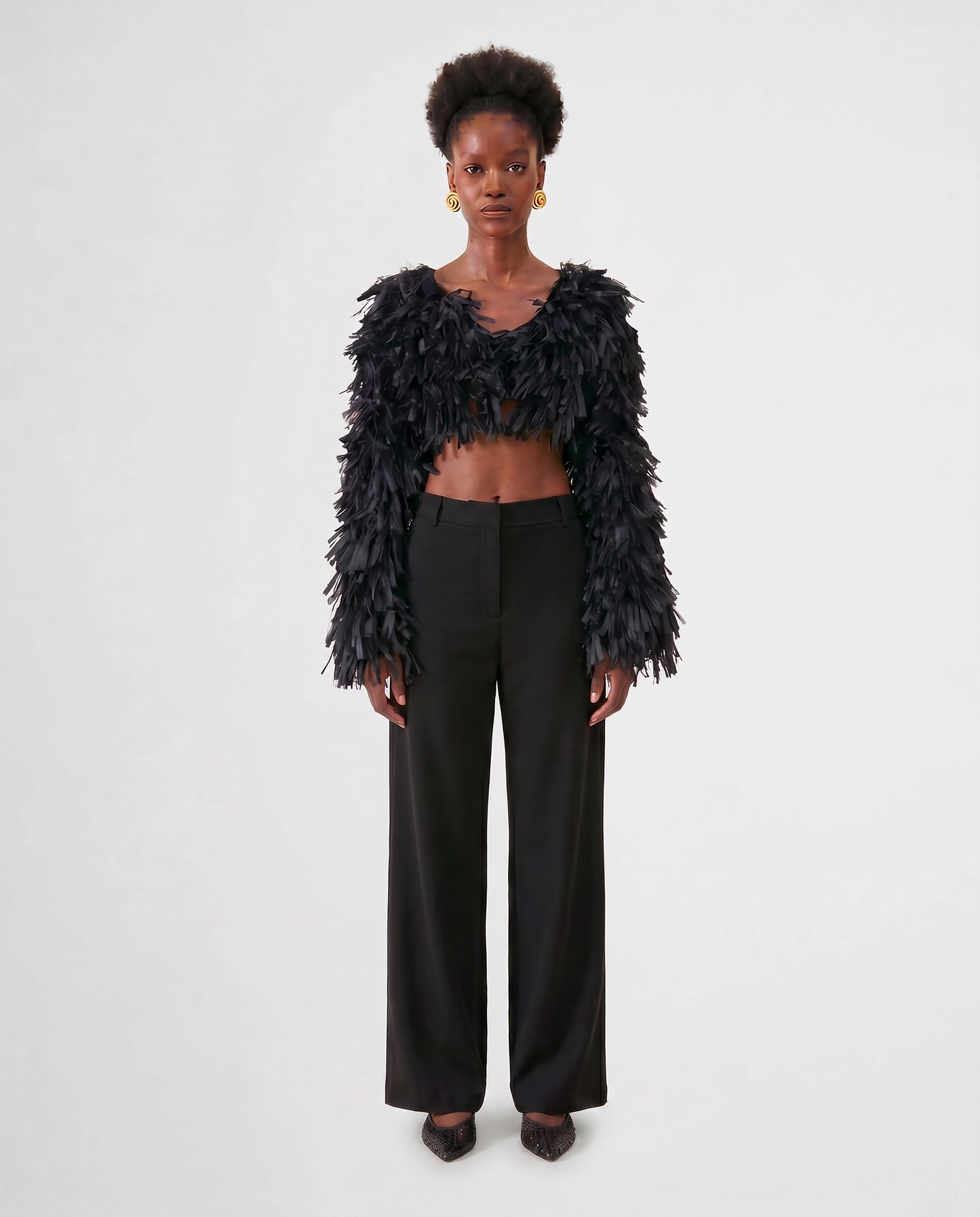 RAFFIA BOLERO JACKET / BLACK