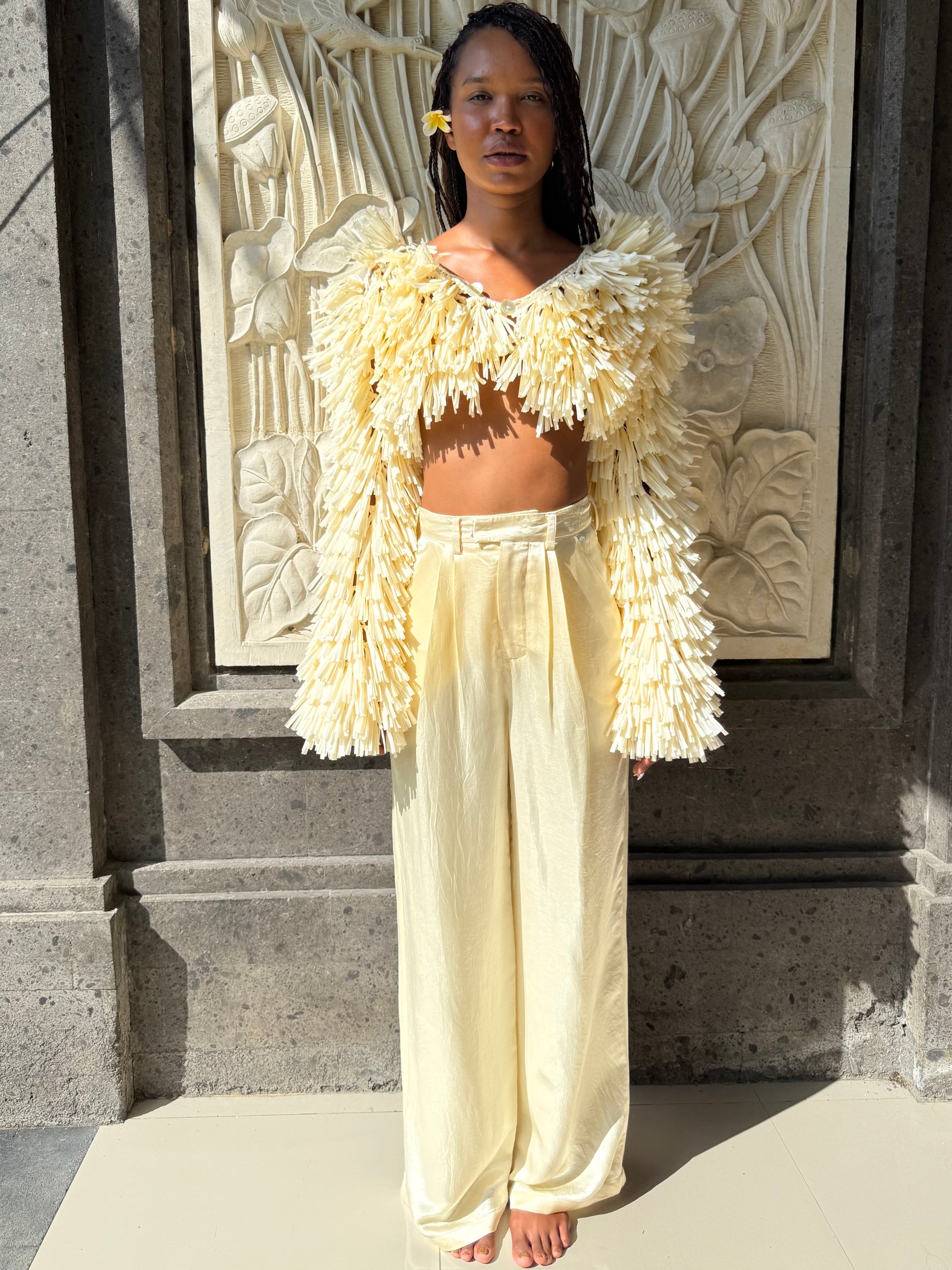 RAFFIA BOLERO JACKET / IVORY
