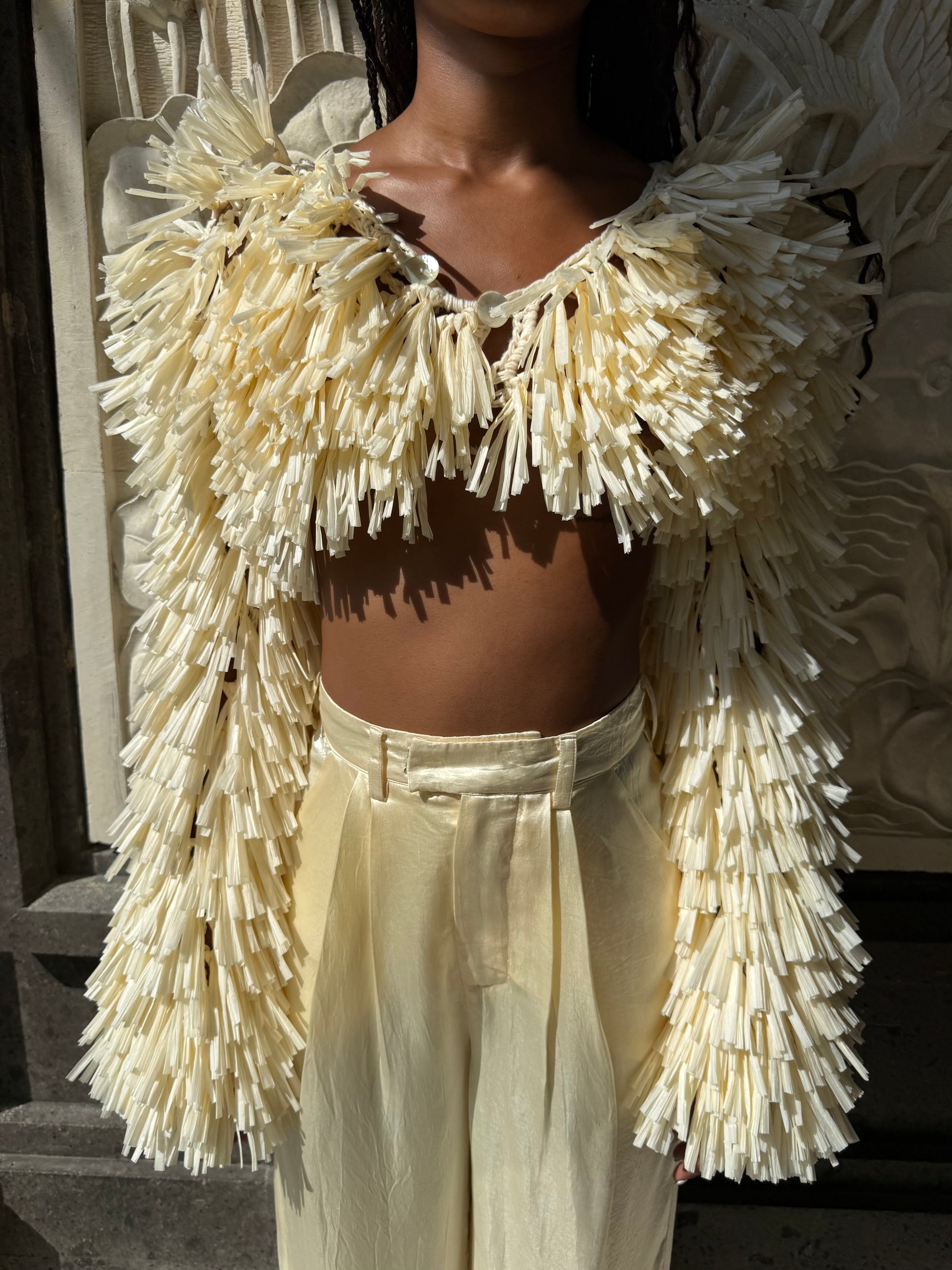 RAFFIA BOLERO JACKET / IVORY