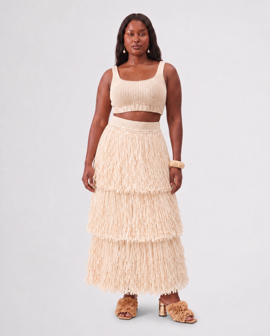 RIYA RAFFIA SKIRT / IVORY
