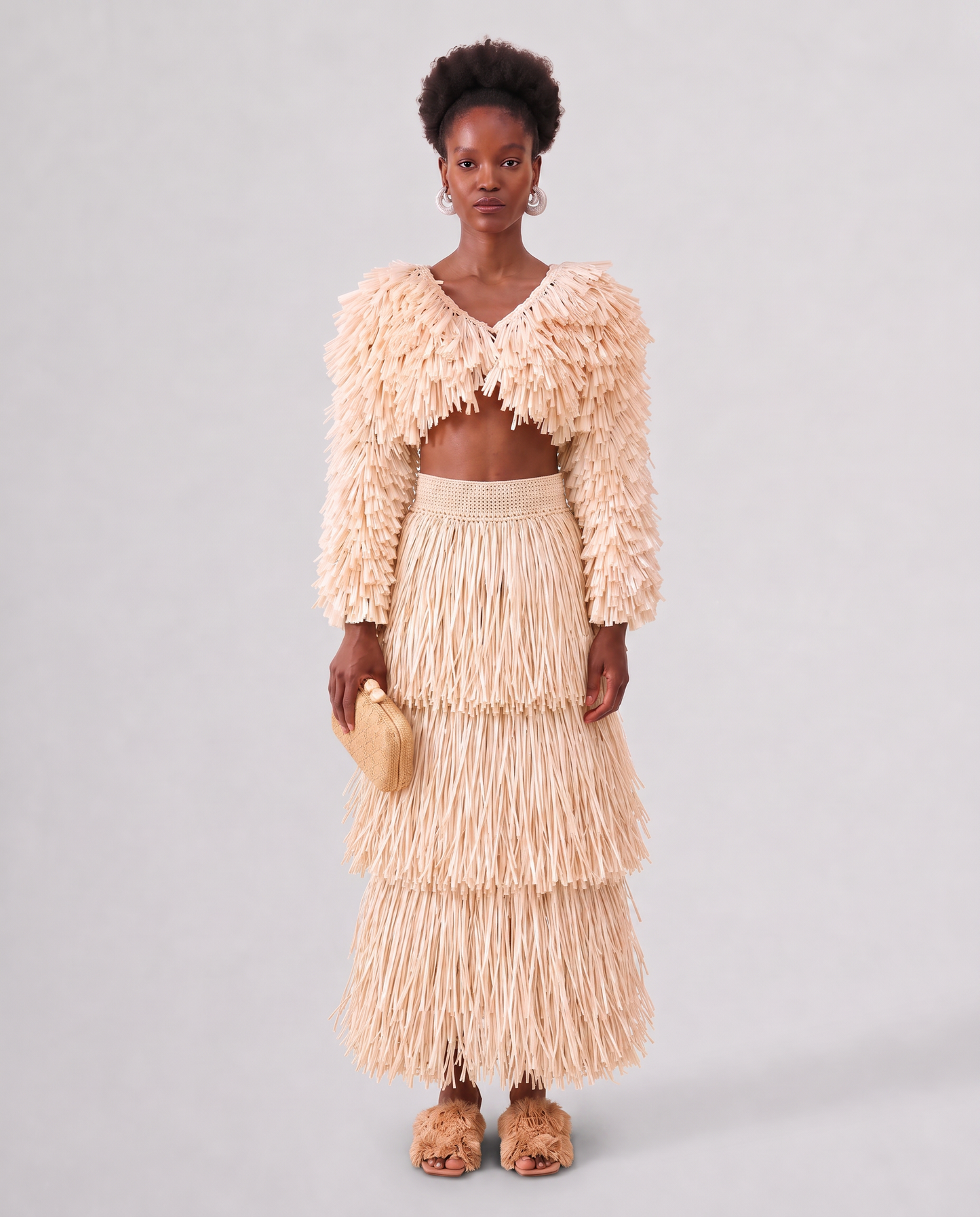 RAFFIA BOLERO JACKET / IVORY
