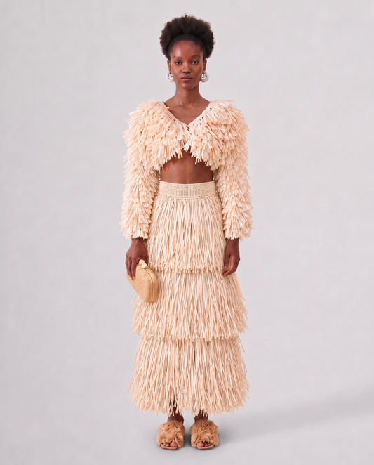 RAFFIA BOLERO JACKET / IVORY