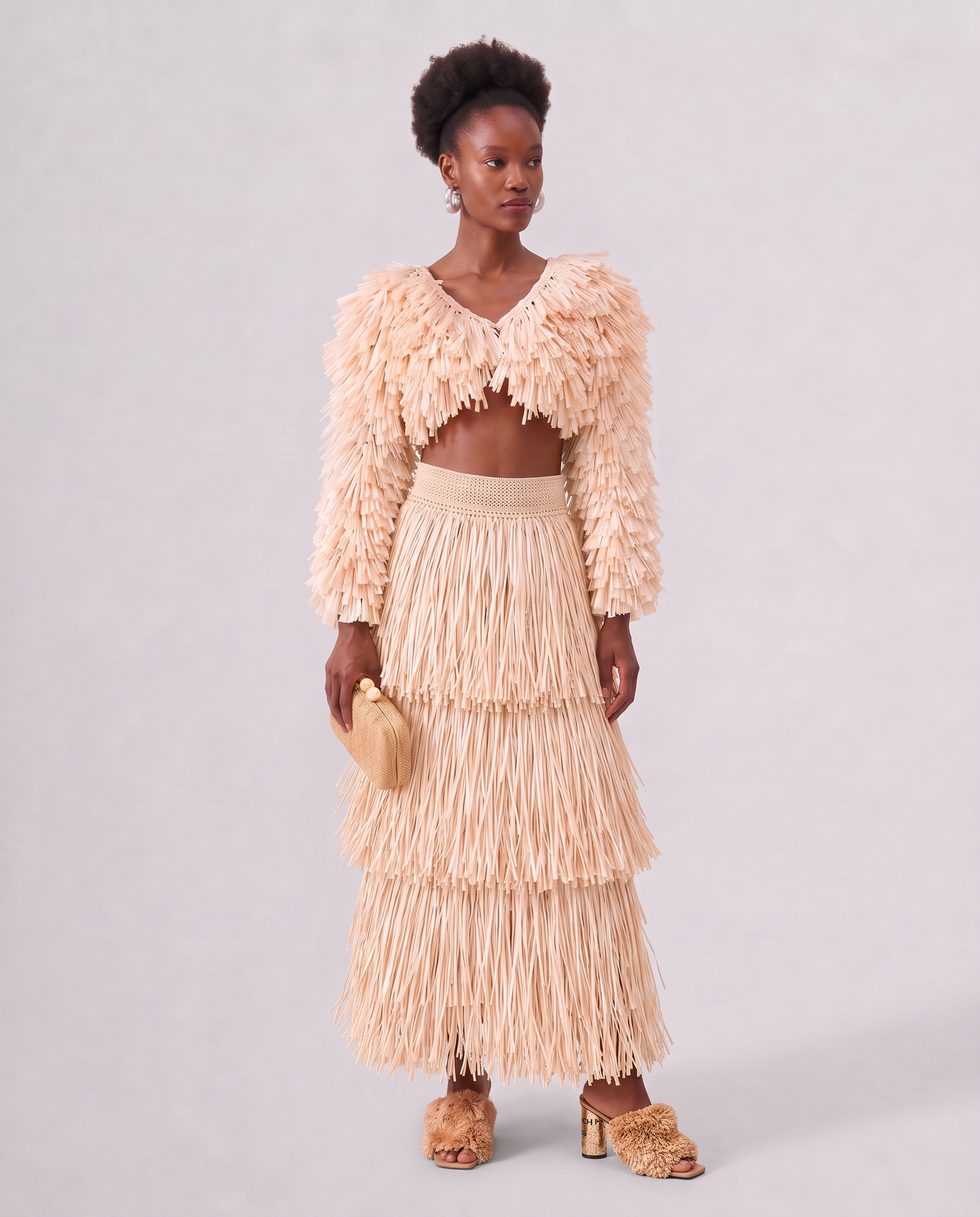RAFFIA BOLERO JACKET / IVORY