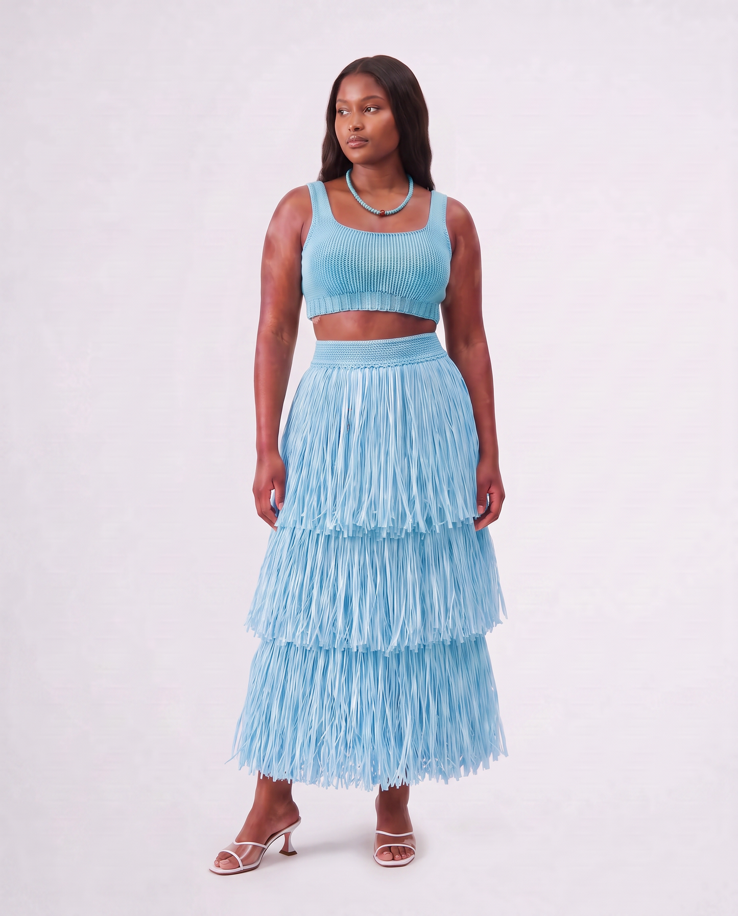 RIYA RAFFIA SKIRT / CARIBBEAN BLUE
