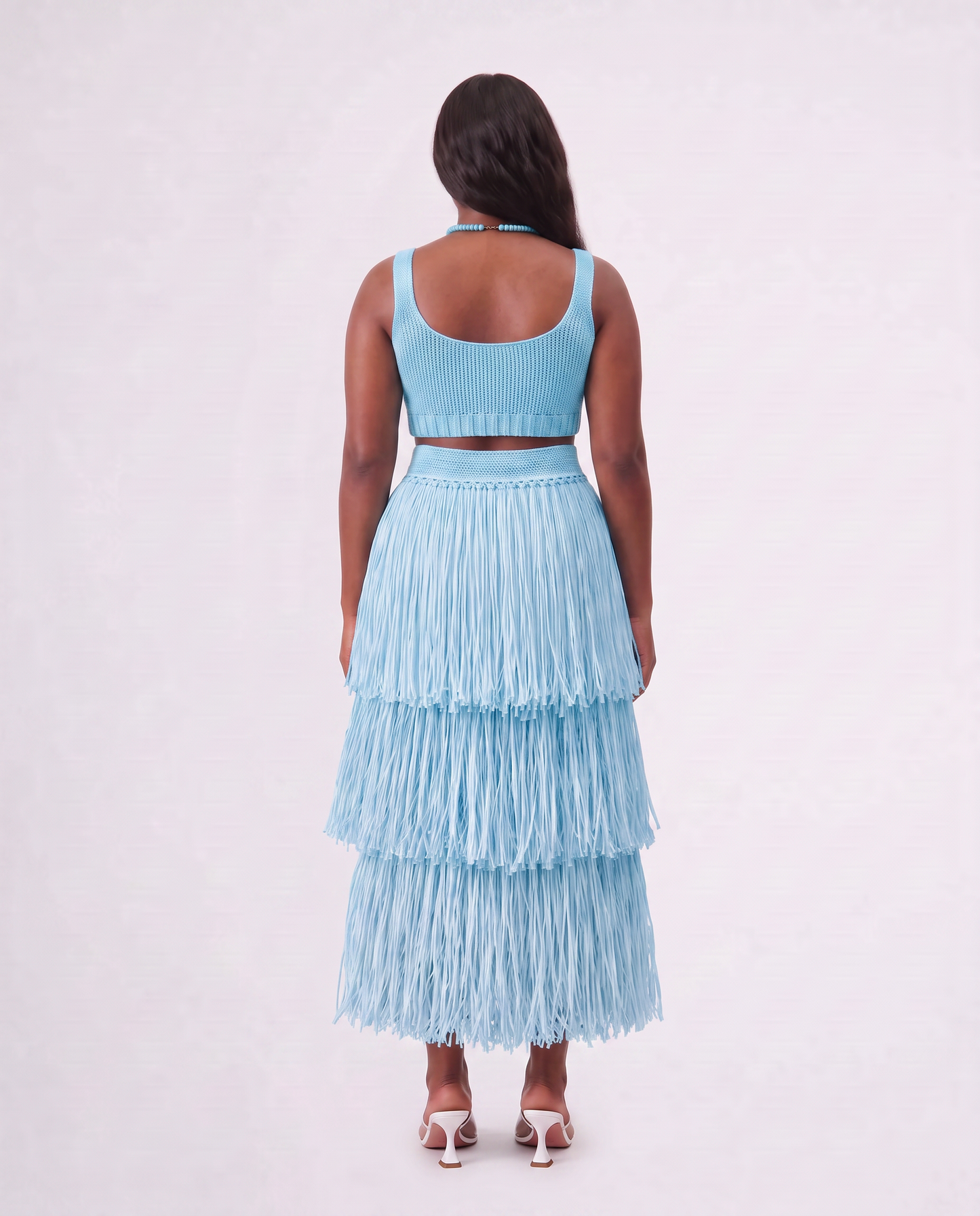 RIYA RAFFIA SKIRT / CARIBBEAN BLUE