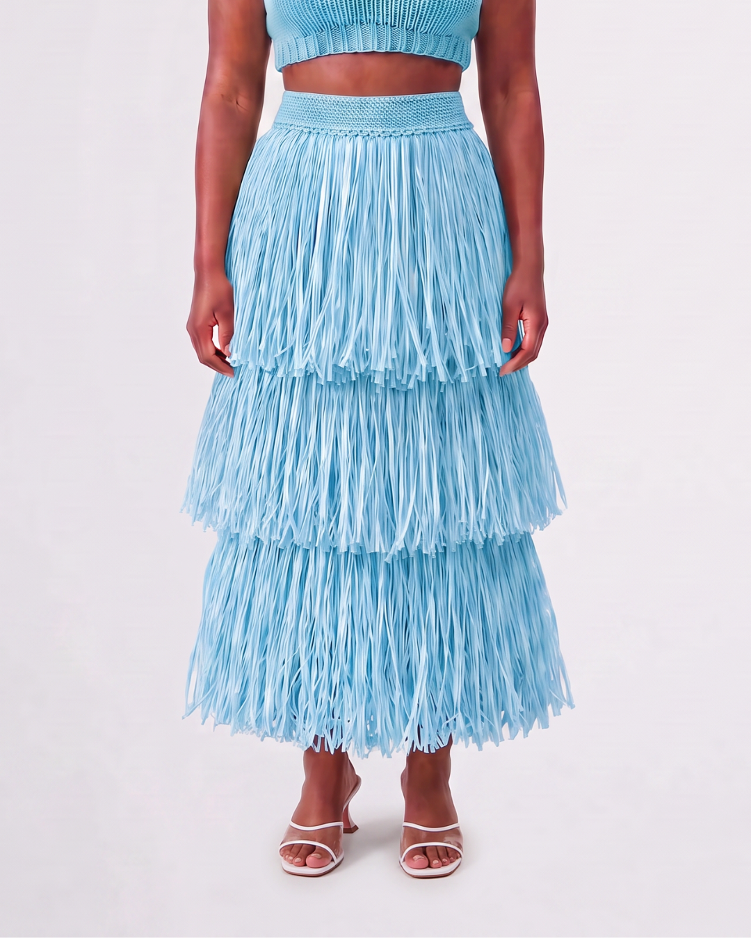 RIYA RAFFIA SKIRT / CARIBBEAN BLUE