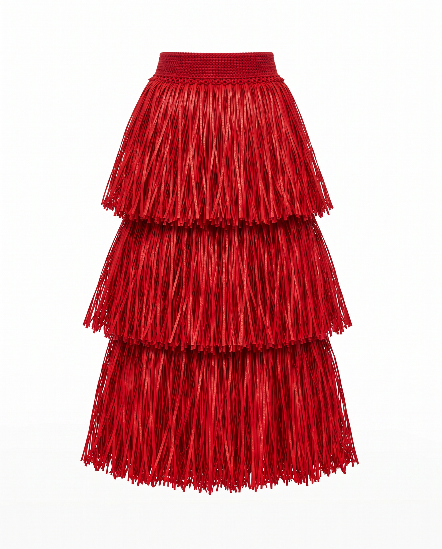 RIYA RAFFIA SKIRT / RED