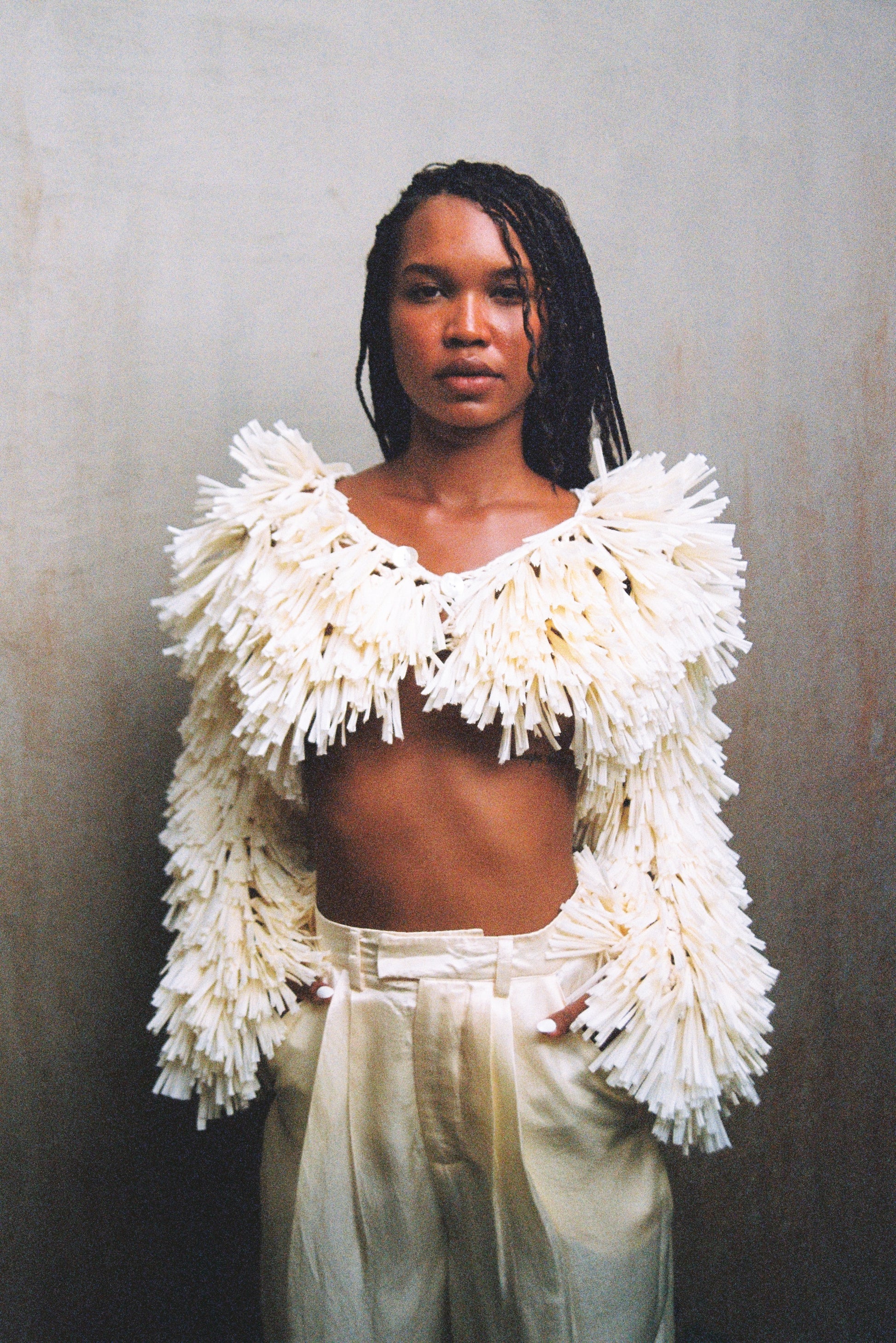 RAFFIA BOLERO JACKET / IVORY