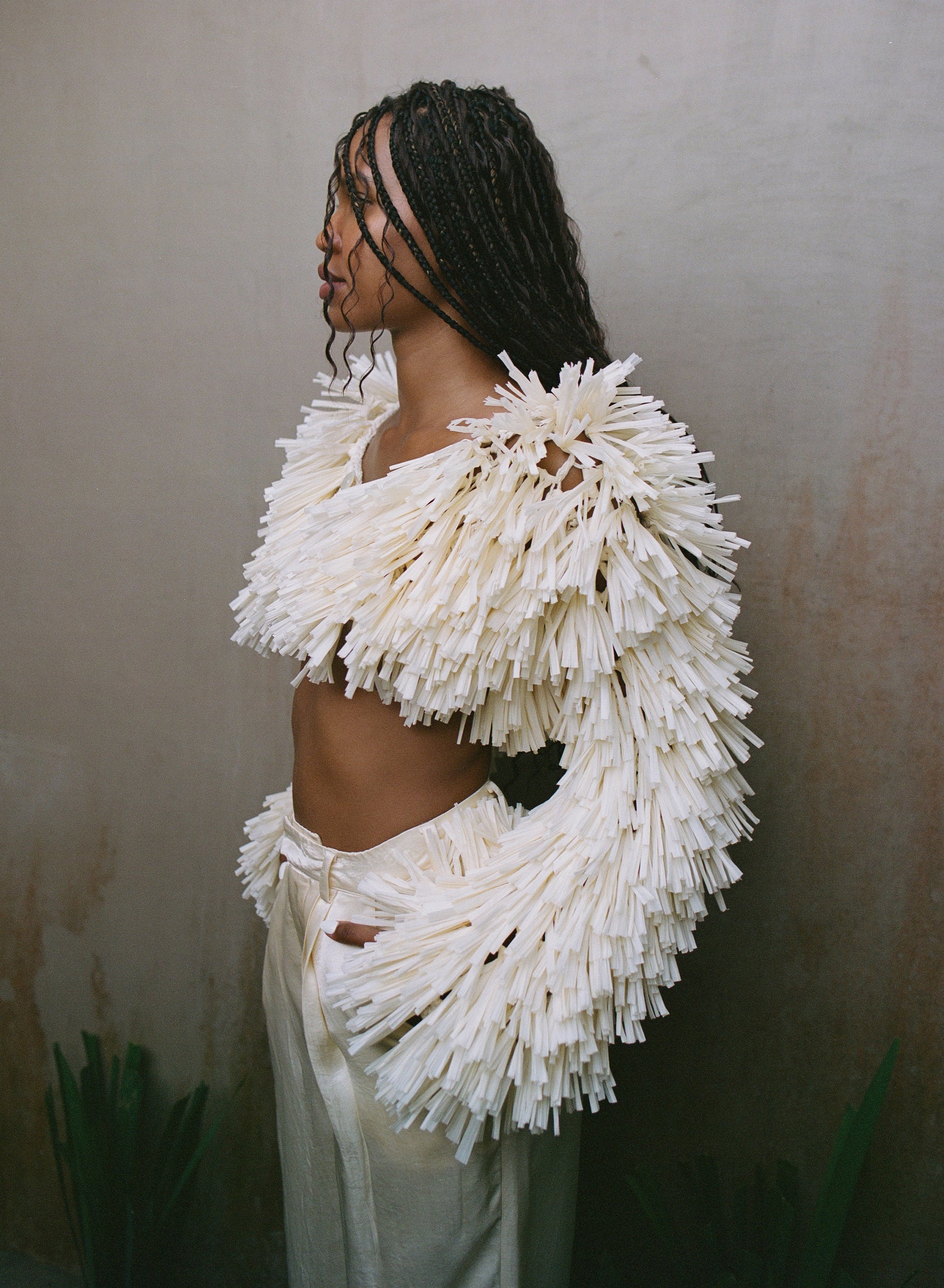 RAFFIA BOLERO JACKET / IVORY