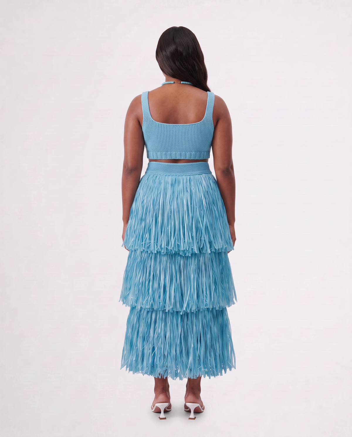 RIYA RAFFIA SKIRT / CARIBBEAN BLUE