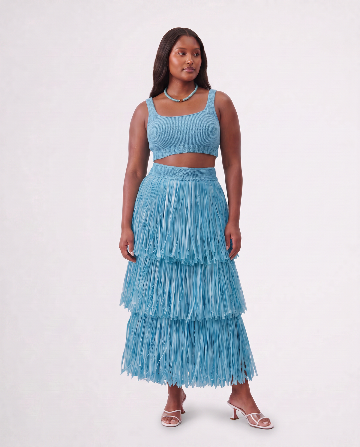RIYA RAFFIA SKIRT / CARIBBEAN BLUE