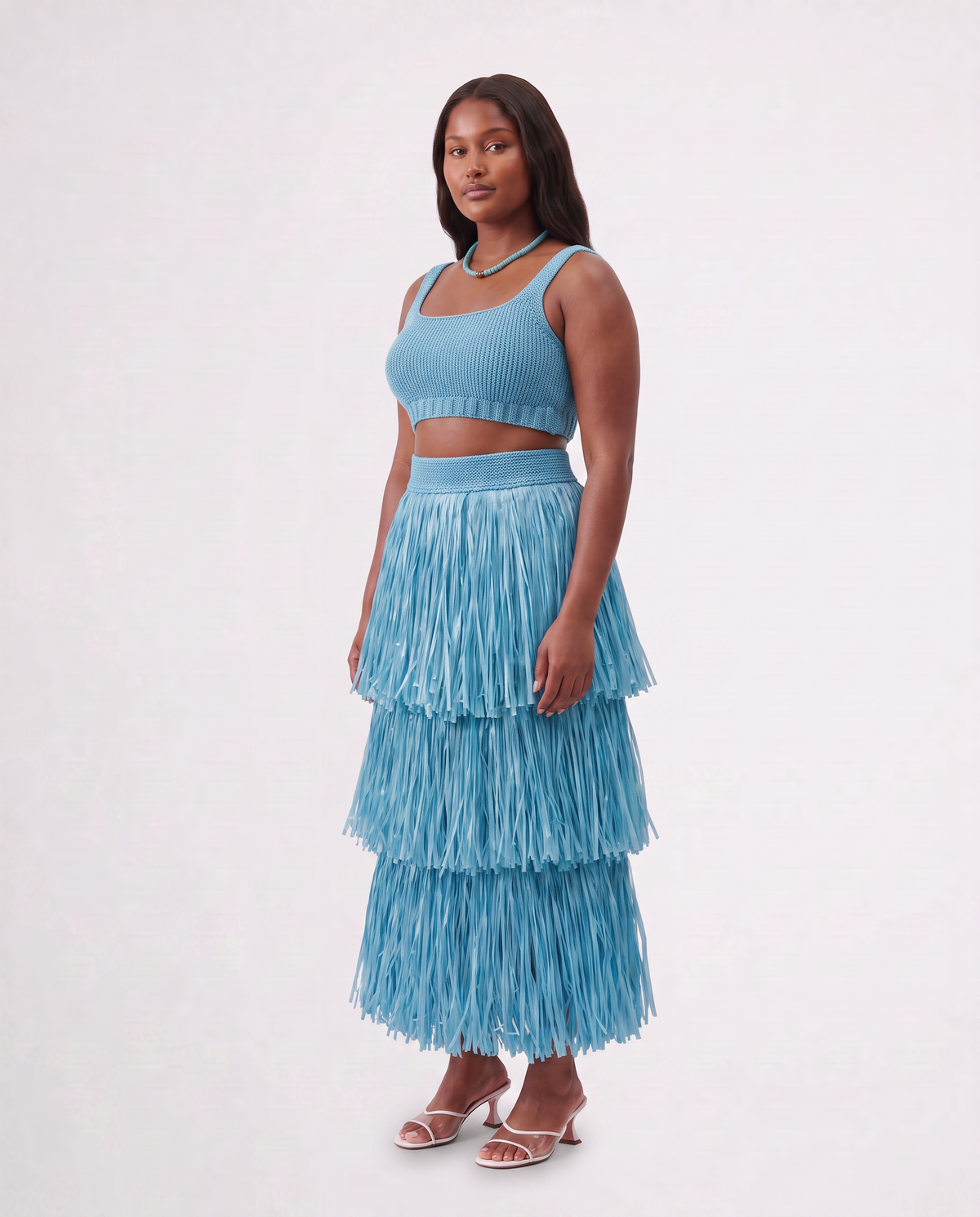 RIYA RAFFIA SKIRT / CARIBBEAN BLUE