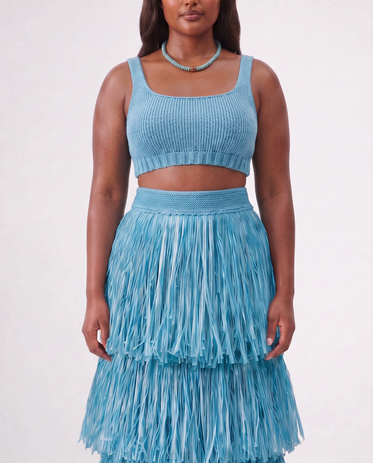 RIYA RAFFIA SKIRT / CARIBBEAN BLUE