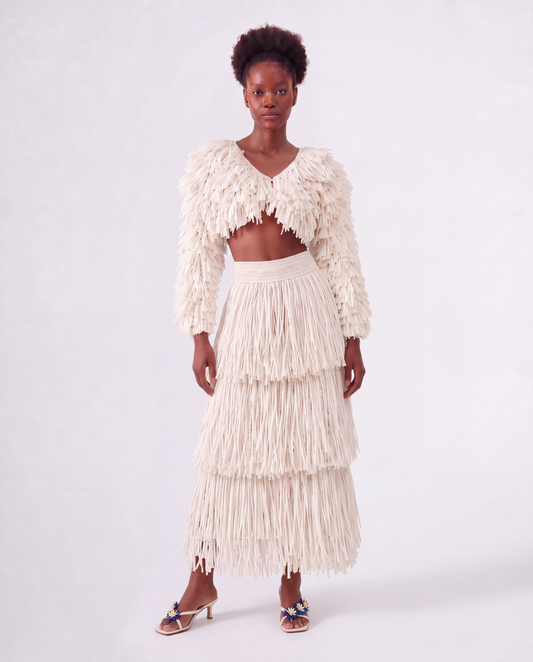 RIYA RAFFIA SKIRT / IVORY