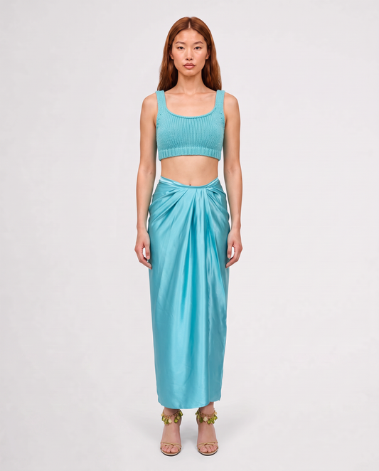 SOLANA SILK SKIRT / CARIBBEAN BLUE