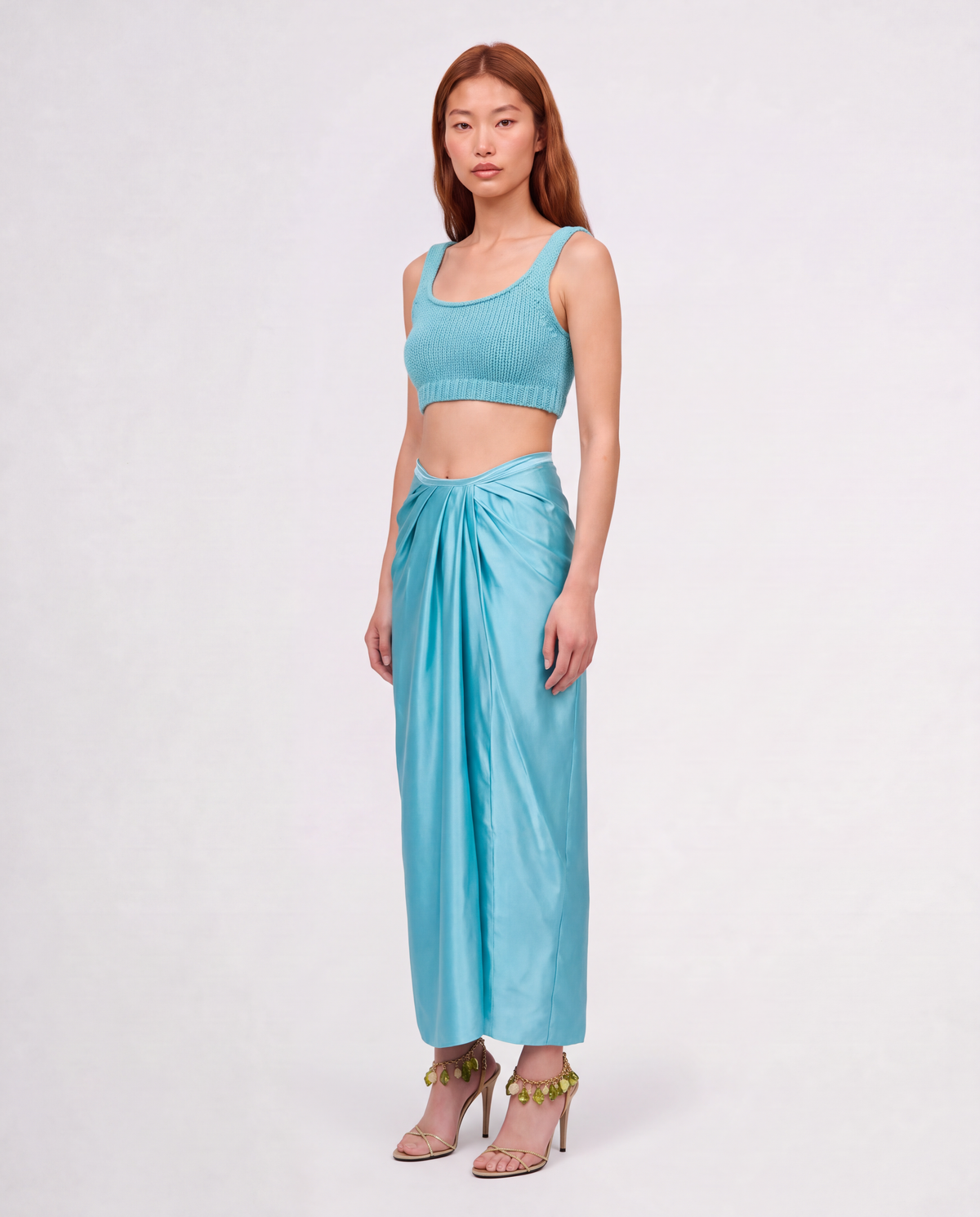 SOLANA SILK SKIRT / CARIBBEAN BLUE