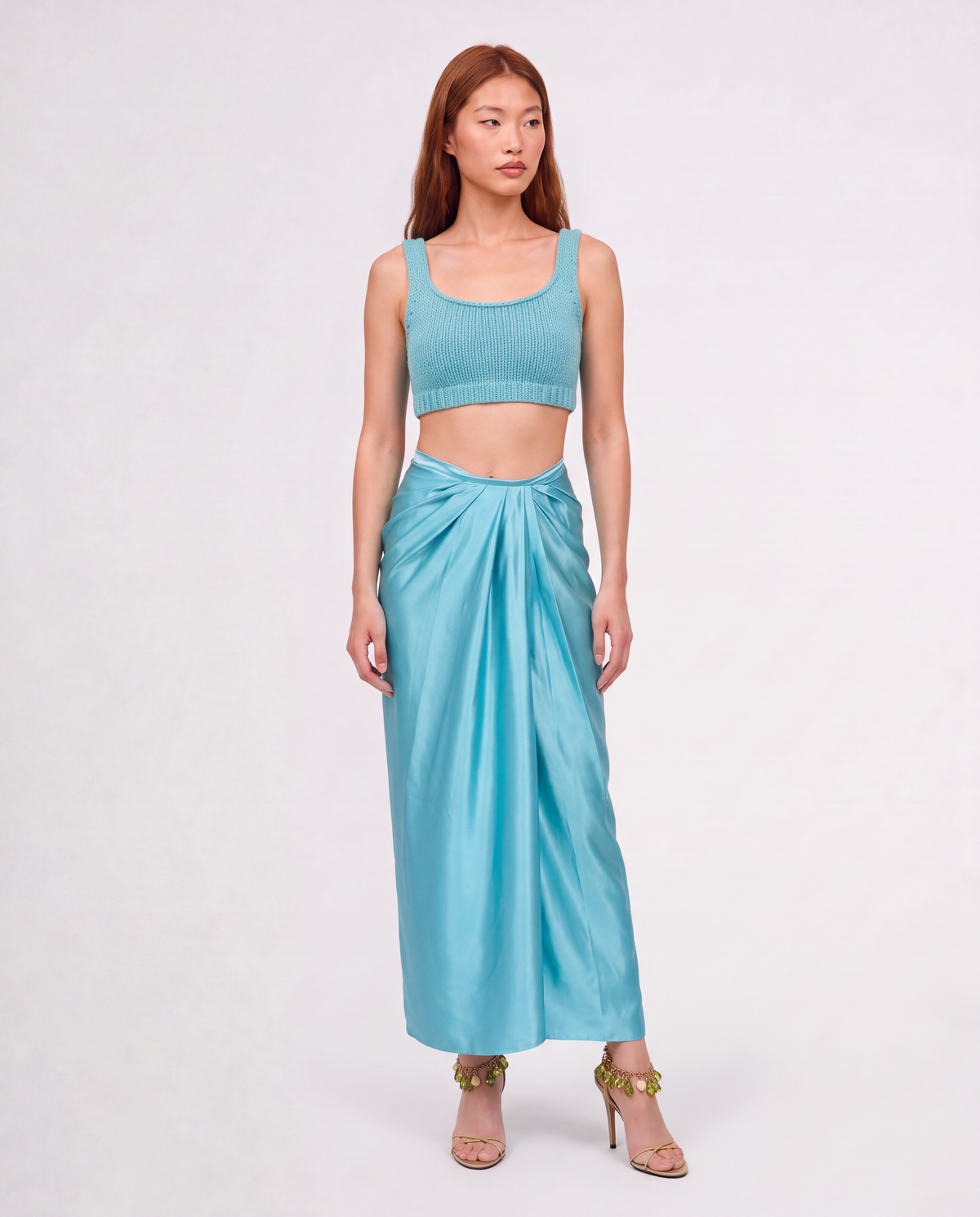 SOLANA SILK SKIRT / CARIBBEAN BLUE