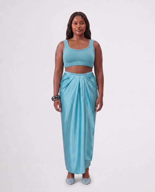 SOLANA SILK SKIRT / CARIBBEAN BLUE