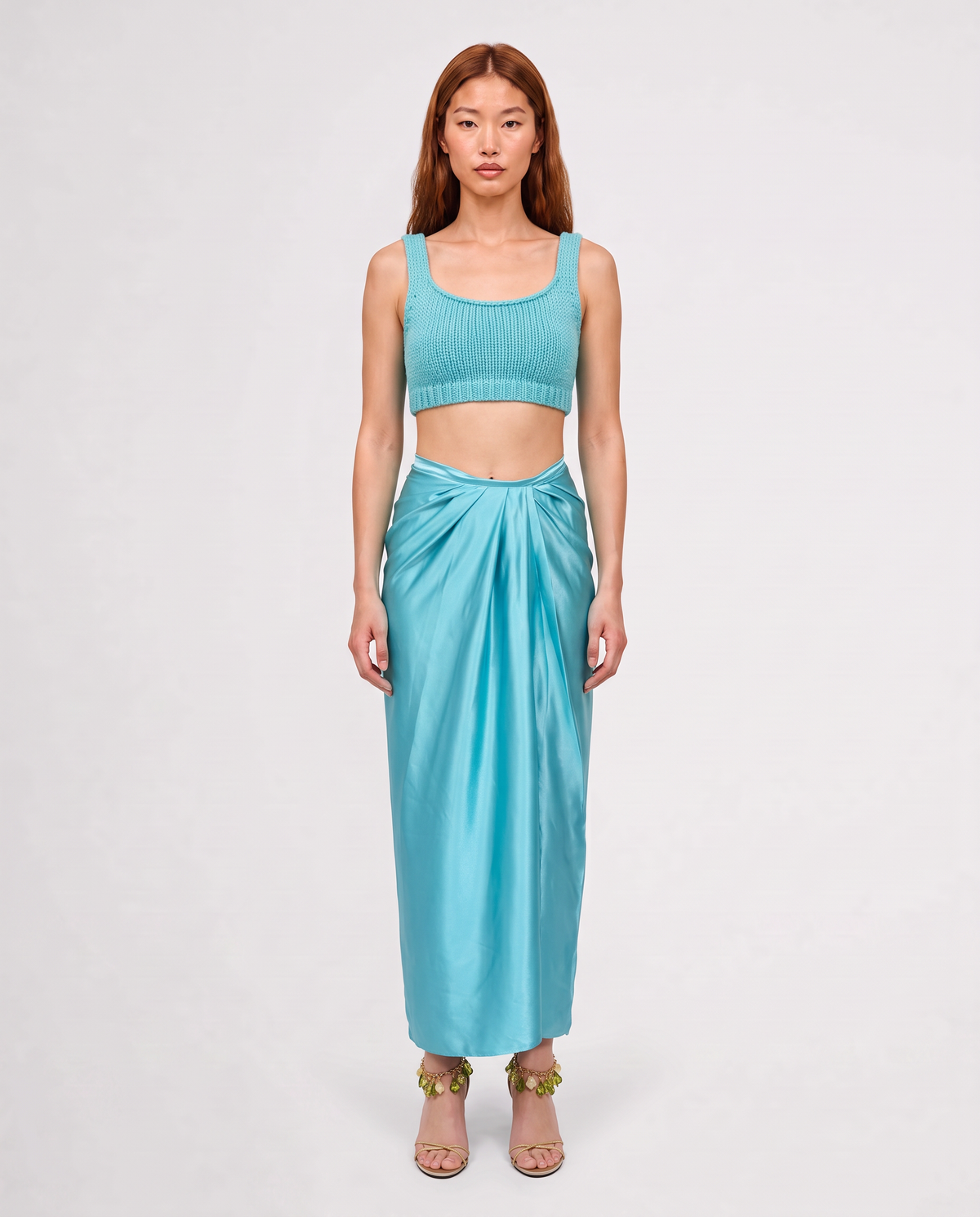 SOLANA SILK SKIRT / CARIBBEAN BLUE