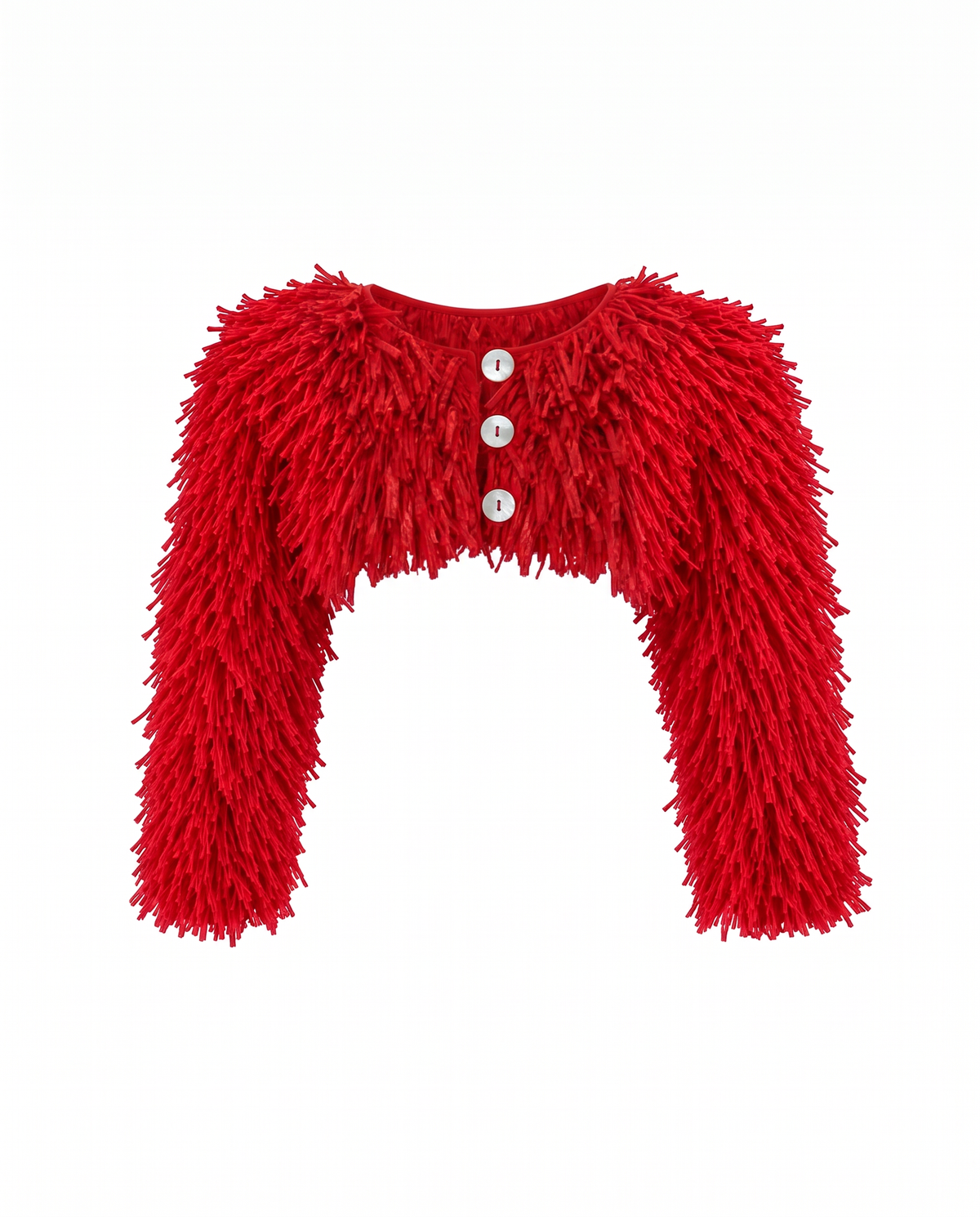 RAFFIA BOLERO JACKET / RED